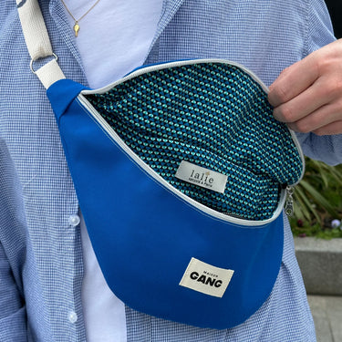 Blue upcycled fanny pack