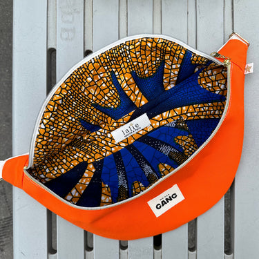 Upcycled orange fanny pack