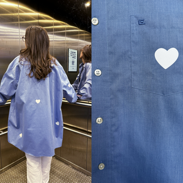 Upcycled Plain blue Hearts shirt