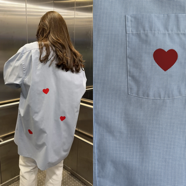 Upcycled Hearts Check Shirt