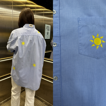 Upcycled shirt with blue sun stripes