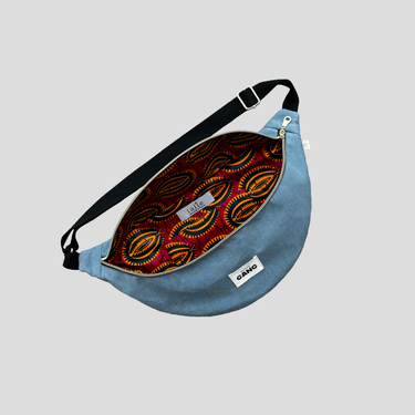 Blue grey upcycled fanny pack