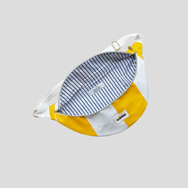 Yellow striped upcycled fanny pack